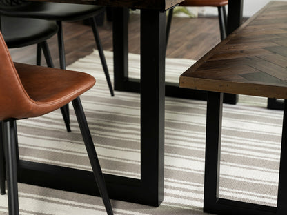 Table de salle à manger extensible Tulsa Dark (140 cm - 180 cm) et banc en bois foncé Tulsa