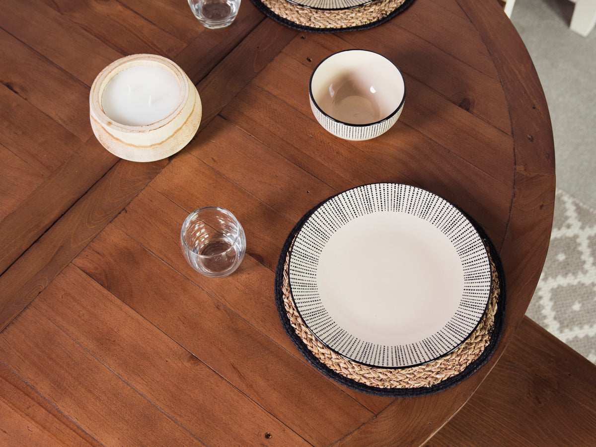 Table de salle à manger ronde extensible Devon (120 cm - 160 cm)