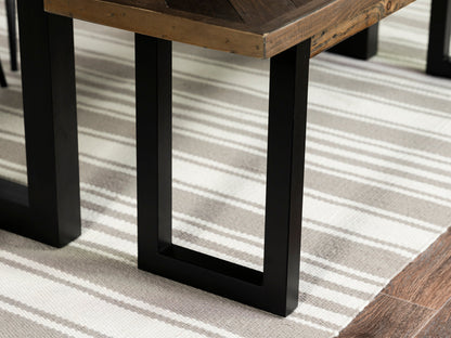 Table de salle à manger extensible Tulsa Dark (140 cm - 180 cm) et chaises de salle à manger grises Dallas