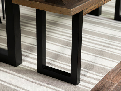 Table de salle à manger extensible Tulsa Dark (140 cm - 180 cm) et chaises de salle à manger Dallas couleur fauve