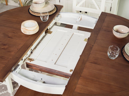 Table de salle à manger ronde extensible Devon (120 cm - 160 cm)