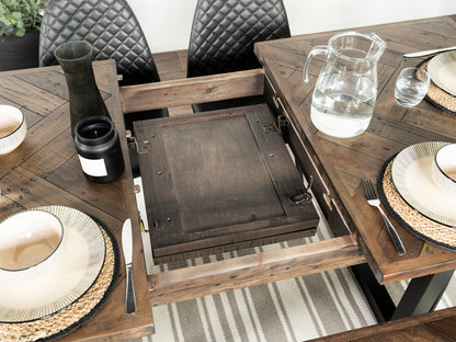 Table de salle à manger extensible Tulsa Dark (140 cm - 180 cm) et chaises de salle à manger Sarah couleur fauve