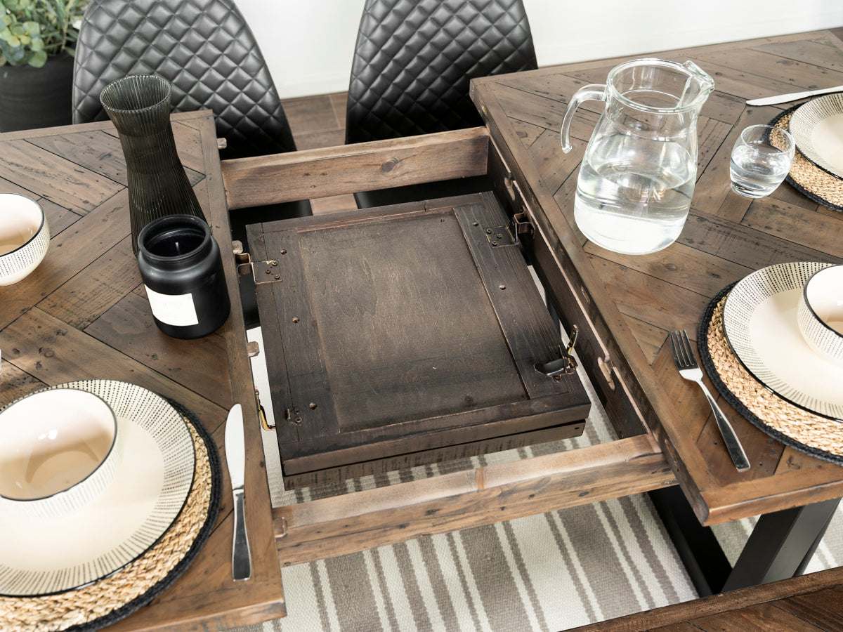 Table de salle à manger extensible Tulsa Dark (140 cm - 180 cm) et chaises de salle à manger Gabo