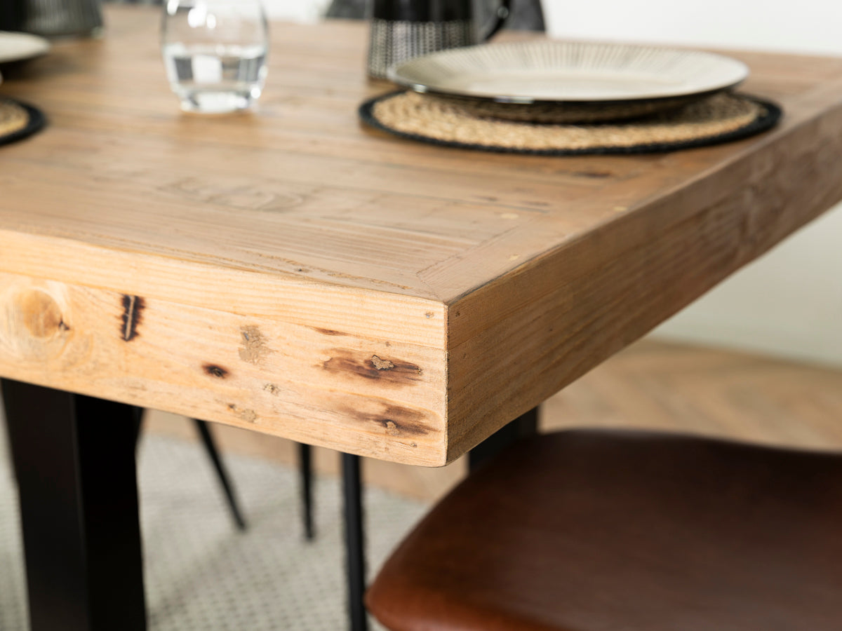 Table de salle à manger extensible Brooklyn Light (140 cm - 180 cm) et chaises de salle à manger Houston marron