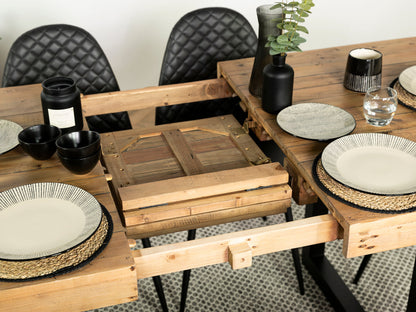 Table de salle à manger extensible Brooklyn Light (140 cm - 180 cm) et chaises de salle à manger noires Gabo