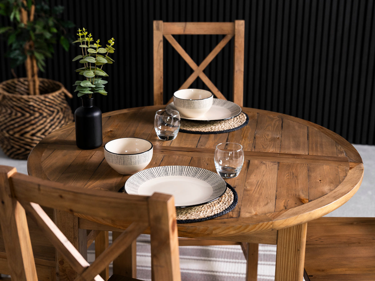 Table de salle à manger ronde extensible Brooklyn Light