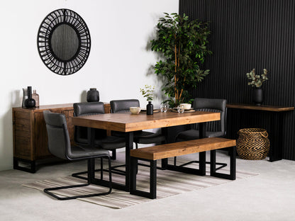 Table de salle à manger Brooklyn à plateau fixe de 160 cm et chaises de salle à manger gris auburn