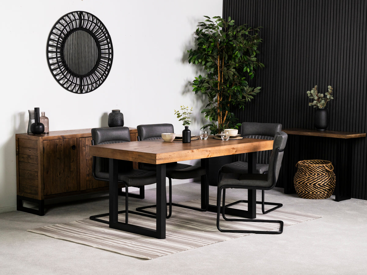 Table de salle à manger Brooklyn à plateau fixe de 160 cm et chaises de salle à manger gris auburn