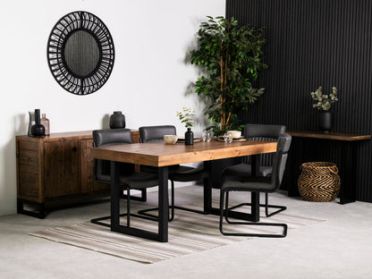 Table de salle à manger Brooklyn à plateau fixe de 160 cm et chaises de salle à manger gris auburn