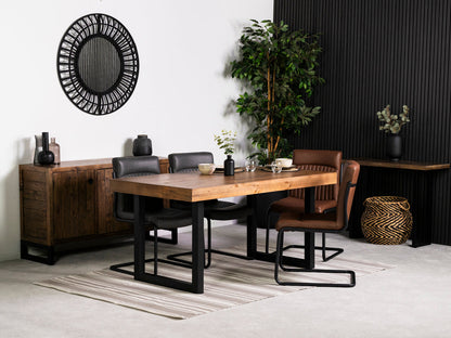 Table de salle à manger Brooklyn à plateau fixe de 160 cm et chaises de salle à manger marron auburn