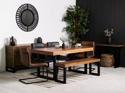 Table de salle à manger Brooklyn à plateau fixe de 160 cm et chaises de salle à manger marron auburn