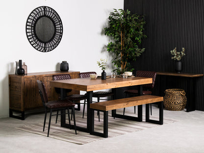 Table de salle à manger Brooklyn à plateau fixe de 160 cm et chaises de salle à manger Houston marron