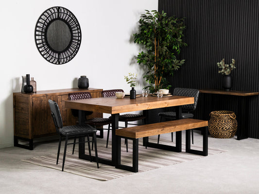 Table de salle à manger Brooklyn à plateau fixe de 160 cm et chaises de salle à manger Houston grises