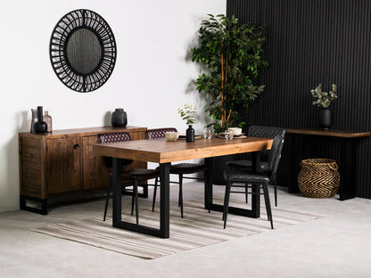 Table de salle à manger Brooklyn à plateau fixe de 160 cm et chaises de salle à manger Houston grises