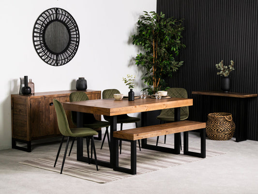 Table de salle à manger Brooklyn à plateau fixe de 160 cm et chaises de salle à manger Alston