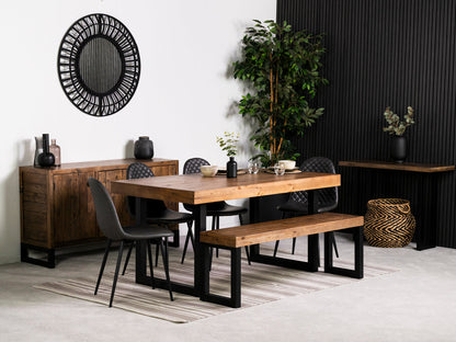 Table de salle à manger Brooklyn à plateau fixe de 160 cm et chaises de salle à manger Dallas grises