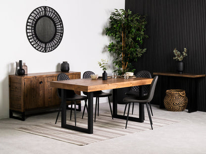 Table de salle à manger Brooklyn à plateau fixe de 160 cm et chaises de salle à manger Dallas grises