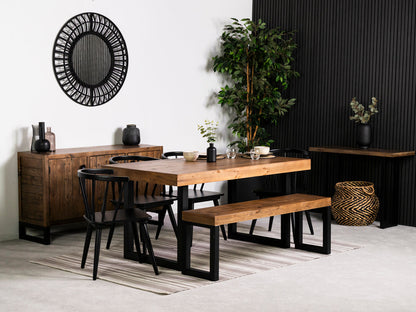 Table de salle à manger Brooklyn à plateau fixe de 160 cm et chaises de salle à manger Bogart noires