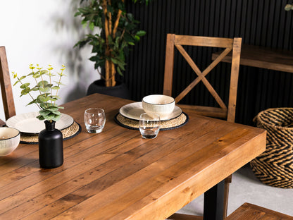 Table de salle à manger Brooklyn à plateau fixe de 160 cm et chaises de salle à manger gris auburn