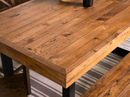 Table de salle à manger Brooklyn à plateau fixe de 160 cm et chaises de salle à manger Dallas marron