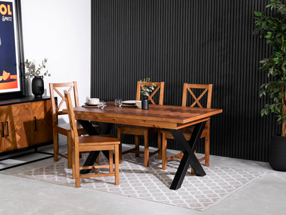 Table de salle à manger Tulsa à plateau fixe et pieds croisés