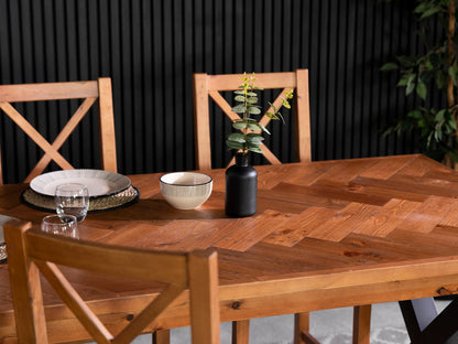 Table de salle à manger Tulsa à plateau fixe et pieds croisés