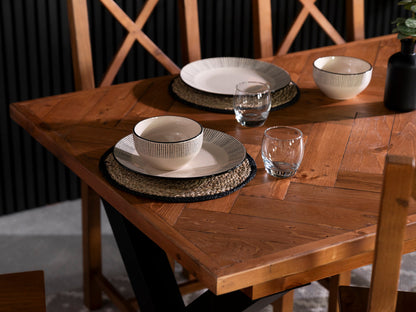 Table de salle à manger Tulsa à plateau fixe et pieds croisés