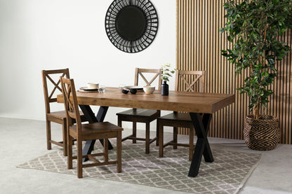 Table de salle à manger Brooklyn 180 cm à plateau fixe et pieds croisés