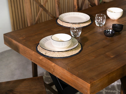 Table de salle à manger Brooklyn 180 cm à plateau fixe et pieds croisés