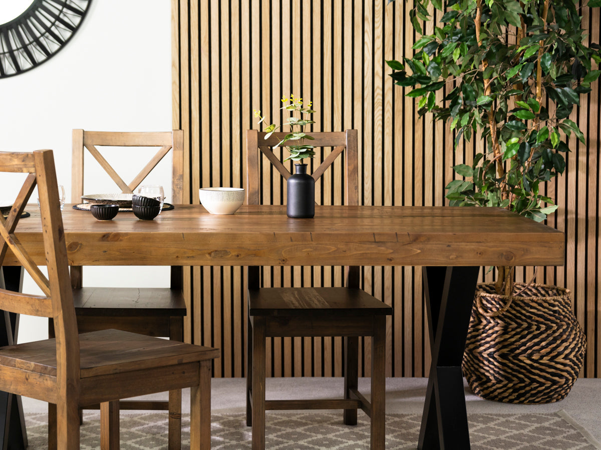 Table de salle à manger Brooklyn 180 cm à plateau fixe et pieds croisés