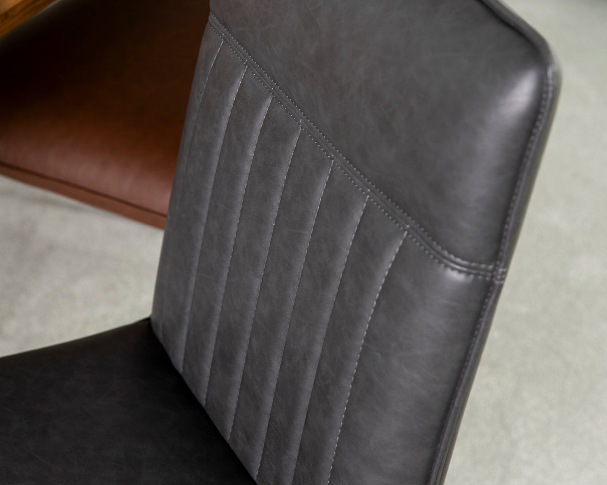 Table de salle à manger fixe Tulsa Dark 180 cm et chaise Grainger grise