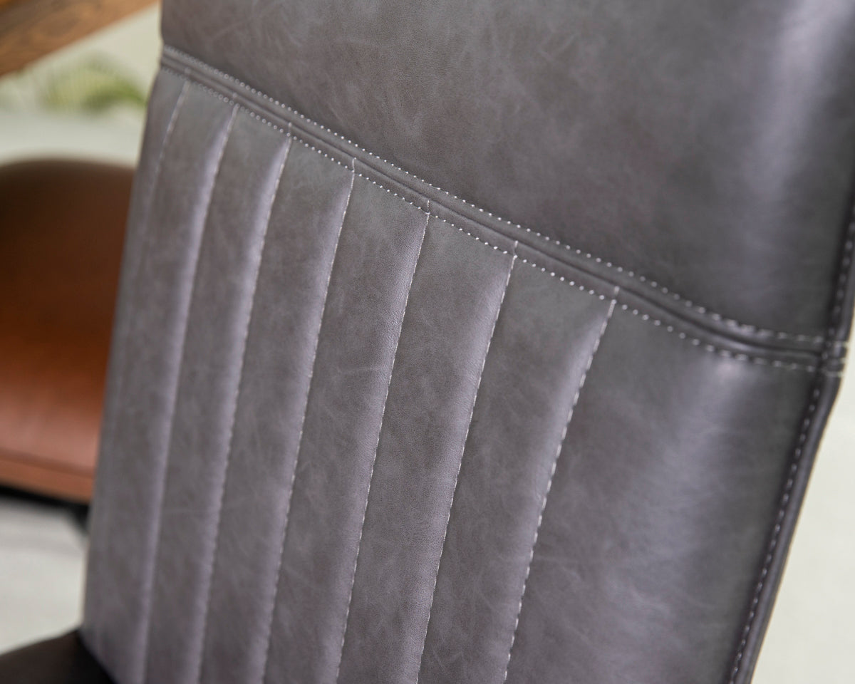 Table de salle à manger fixe Tulsa Dark 135 cm et chaise Grainger grise