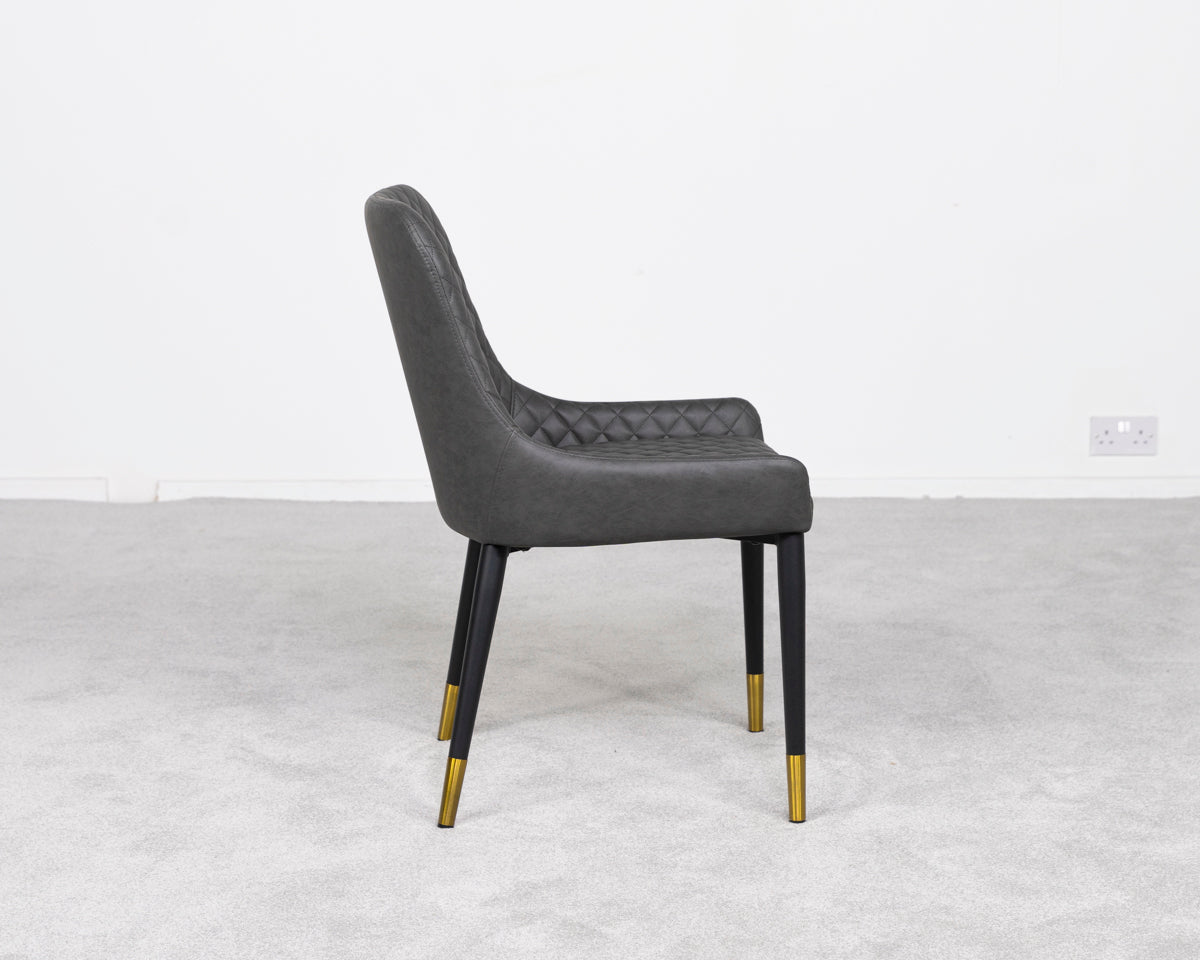 Table de salle à manger extensible Tulsa Dark (140 cm - 180 cm) et chaises de salle à manger Sarah grises