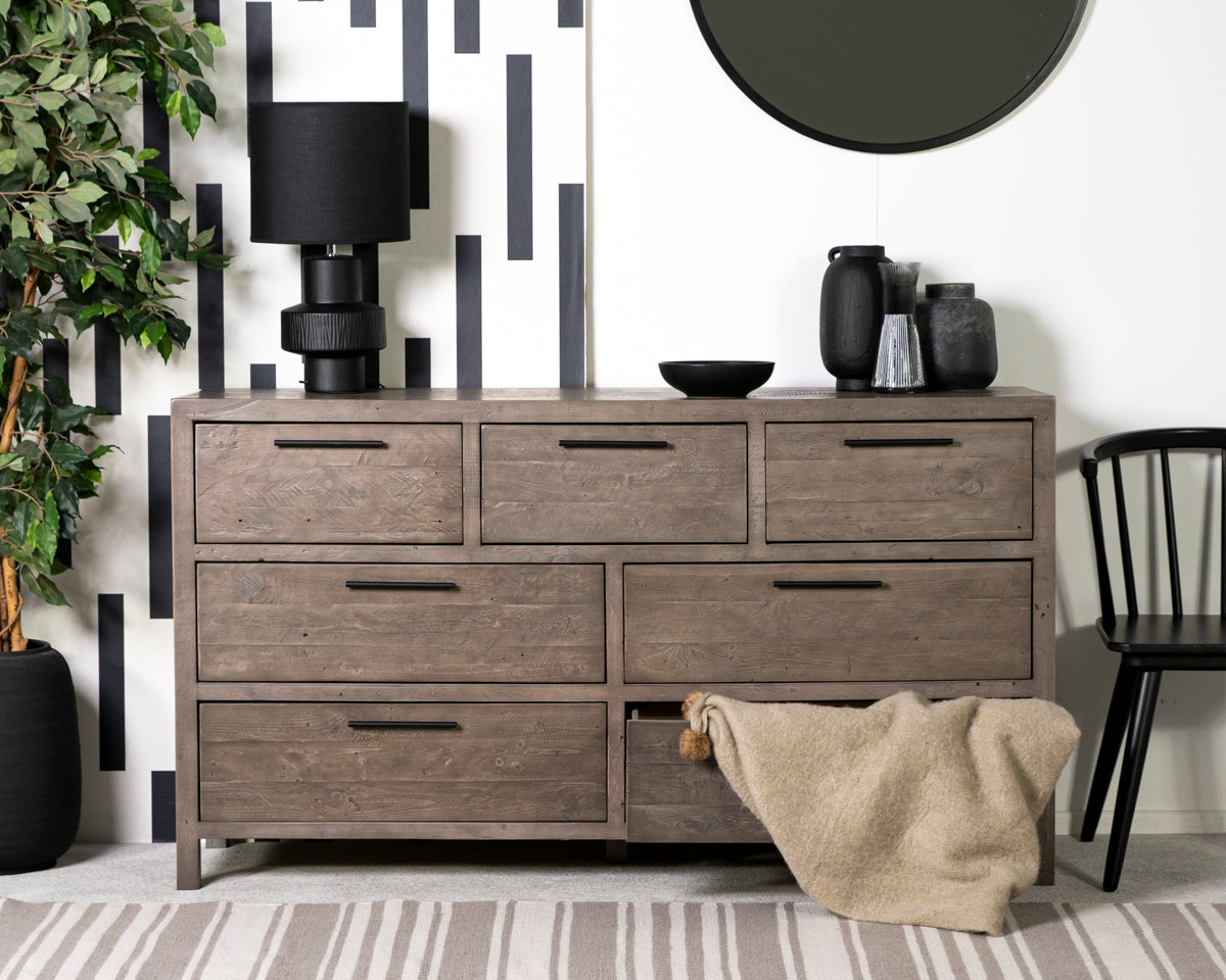 Commode large Manhattan à 7 tiroirs