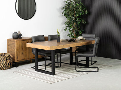 Table de salle à manger Brooklyn Light 180 cm à plateau fixe et chaises de salle à manger gris auburn