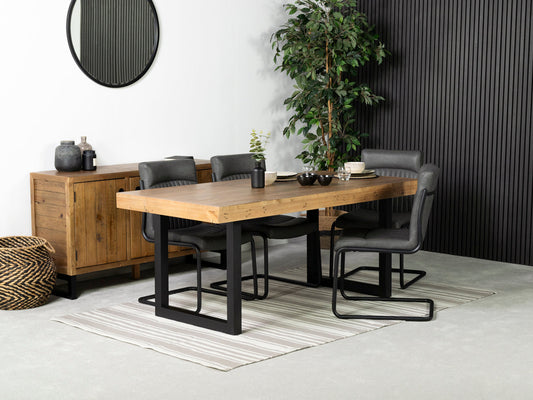 Table de salle à manger Brooklyn Light 180 cm à plateau fixe et chaises de salle à manger gris auburn