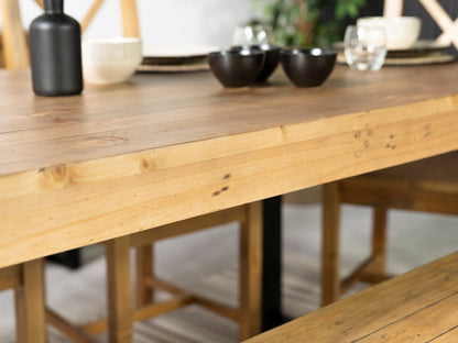 Table de salle à manger Brooklyn Light 180 cm à plateau fixe et chaises de salle à manger Dallas marron