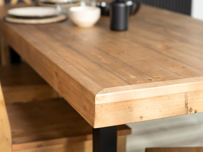 Table de salle à manger Brooklyn Light 180 cm à plateau fixe et chaises de salle à manger marron auburn