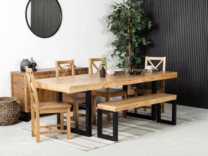 Table de salle à manger extensible Brooklyn Light (180 cm - 240 cm) et chaise de salle à manger à dossier croisé Brooklyn 