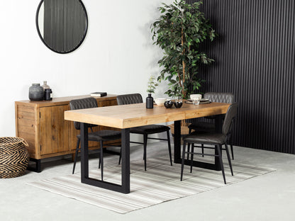 Table de salle à manger extensible Brooklyn Light (180 cm - 240 cm) et chaise de salle à manger Houston grise