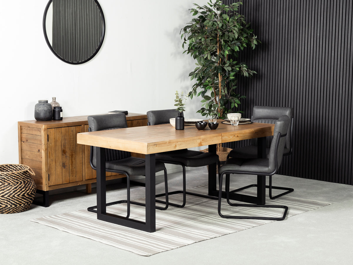 Table de salle à manger extensible Brooklyn Light (180 cm - 240 cm) et chaise de salle à manger gris auburn