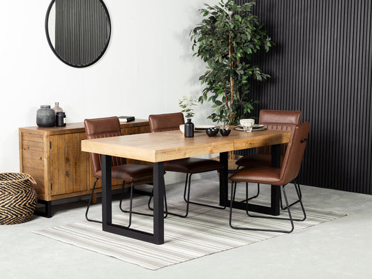 Table de salle à manger extensible Brooklyn Light (180 cm - 240 cm) et chaise de salle à manger Grainger marron