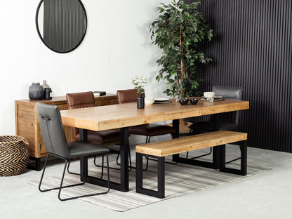 Table de salle à manger extensible Brooklyn Light (180 cm - 240 cm) et chaise de salle à manger grise Grainger