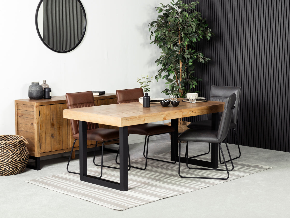 Table de salle à manger extensible Brooklyn Light (180 cm - 240 cm) et chaise de salle à manger grise Grainger