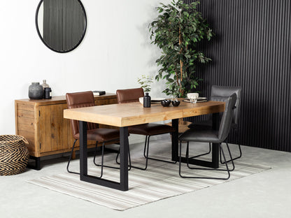 Table de salle à manger extensible Brooklyn Light (180 cm - 240 cm) et chaise de salle à manger grise Grainger