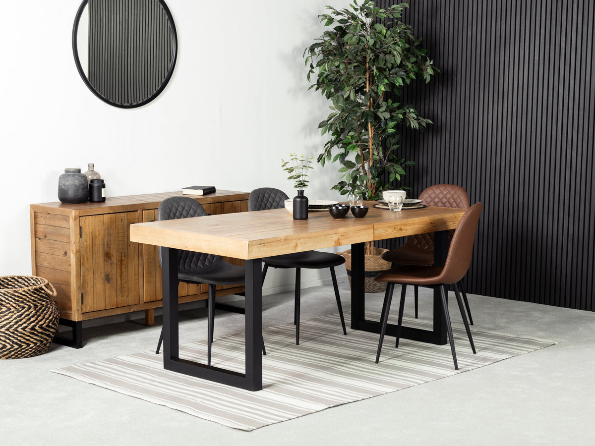 Table de salle à manger extensible Brooklyn Light (180 cm - 240 cm) et chaise de salle à manger Dallas grise