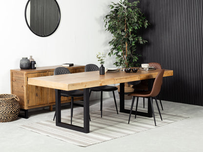 Table de salle à manger extensible Brooklyn Light (180 cm - 240 cm) et chaise de salle à manger Dallas grise