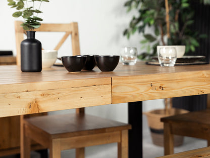 Table de salle à manger extensible Brooklyn Light (180 cm - 240 cm) et chaise de salle à manger Houston grise