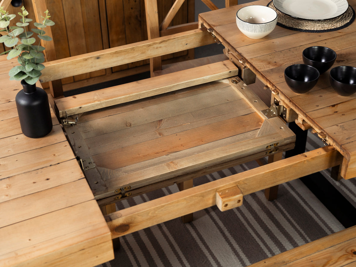 Table de salle à manger extensible Brooklyn Light (180 cm - 240 cm) et chaise de salle à manger à dossier croisé Brooklyn 