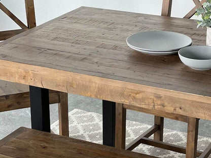 Table de salle à manger fixe Brooklyn et chaises de salle à manger grises Dallas